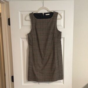 H&M Brown Plaid Sleeveless Sheath Dress